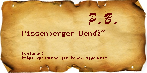 Pissenberger Benő névjegykártya